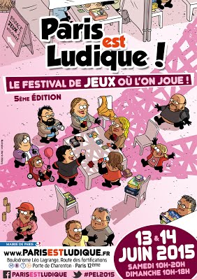 Afiche du fesival de jeux de sociétés "Paris est Ludique"
