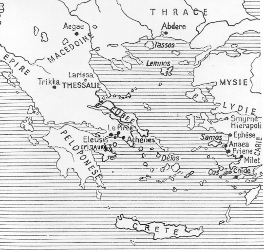 Carte géographique de la localisation des Empires Grec et Romain