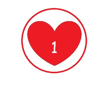 coeur rouge entour d'un cercle et portant le numro 1