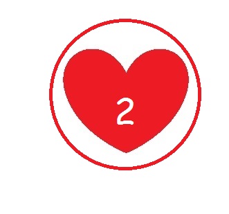 coeur rouge entour d'un cercle rouge et portant le numro 2