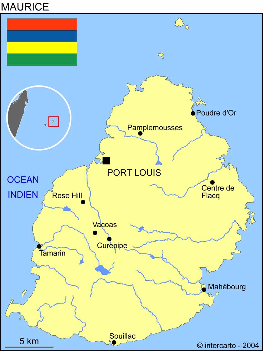 Carte et drapeau de l'Ile Maurice
